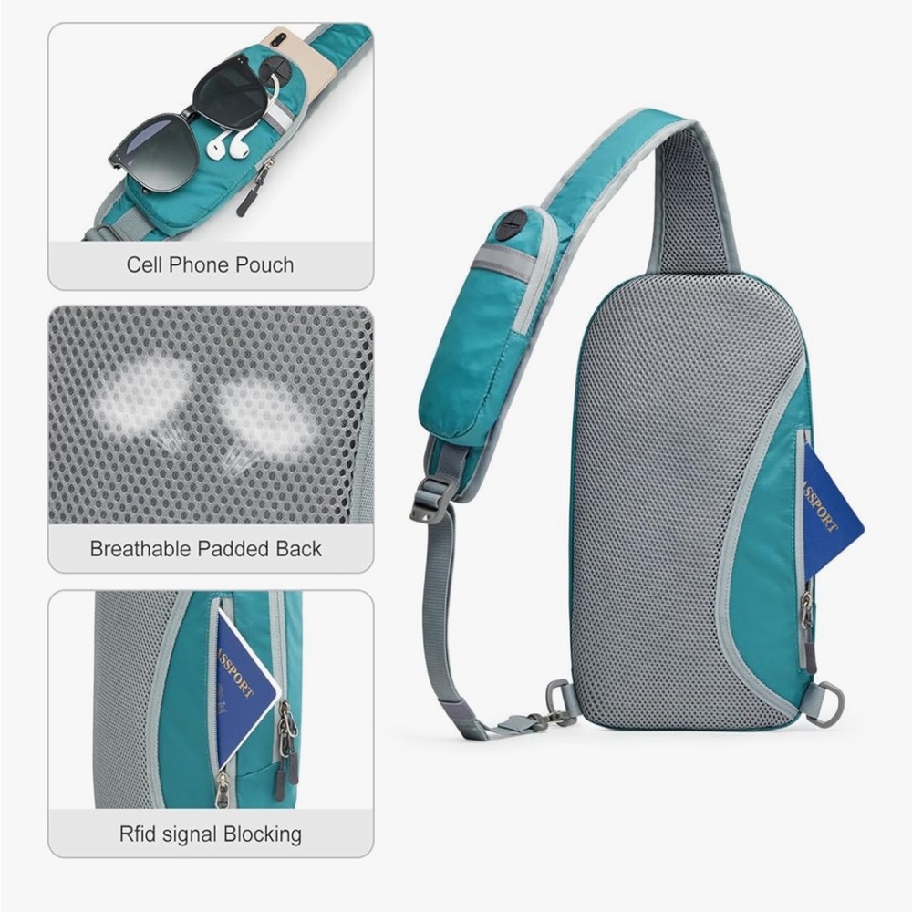 G4FREE | Teal Sling Unisex Bag with Padded Strap | Reversible Sides | Brand New - Picture 4 of 10